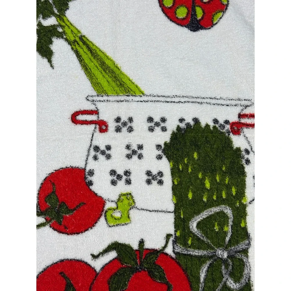 Vintage Ladybug Tomatoes Vegetables Kitchen Towel MCM Retro